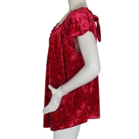 LAUREN CONRAD Top, 2X, Berry, Crushed Velvet, Cap Sleeve - Picture 7 of 12